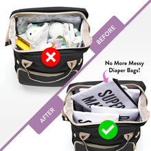 Buggybop Diaper Bag Organizing Pouches – Set of 5 Travel Pouches for Diaper Backpack Organization and Storage – Premium Leather Pouches with Waterproof Interior – Zippered Pouch with Funny Inscription - White